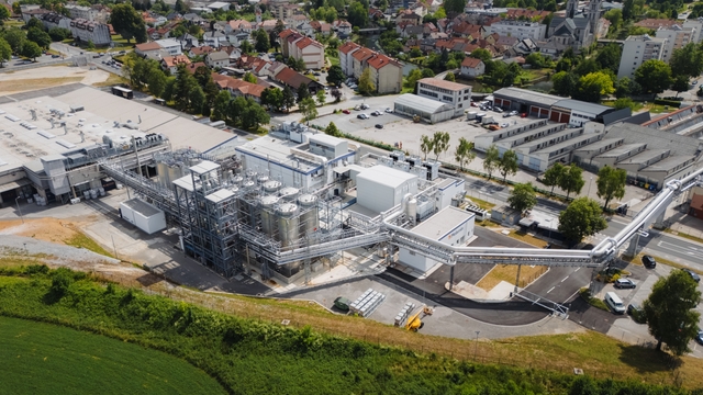 Melamin chemical plant photo from drone