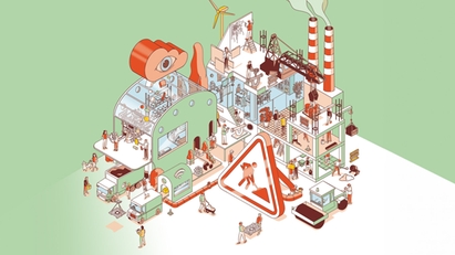 Graphic of a large construction site