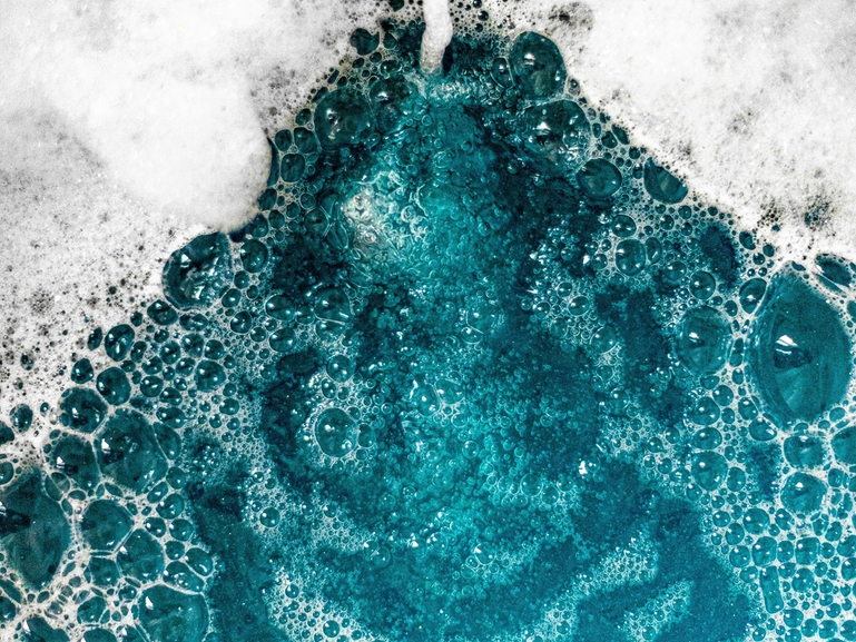 Flowing water with visible turbulence