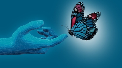 一只蝴蝶从掌心起飞