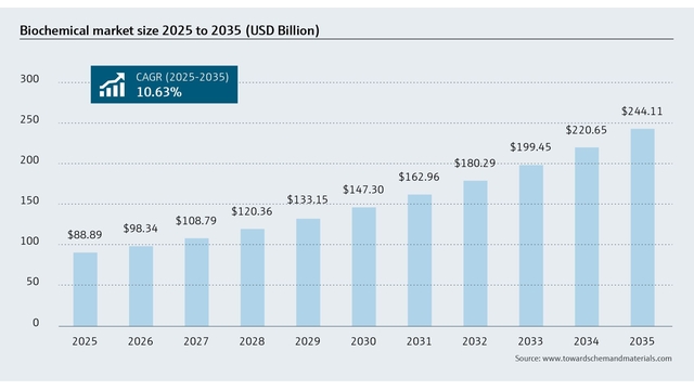 Infographics Biochemical market size 2025 to 2035