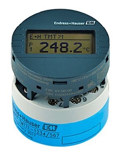 温度变送器TMT71的产品图，带可插拔显示单元TID10