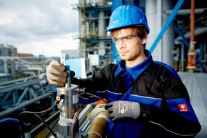 pH probe in a chemical plant with a male maintenance manager