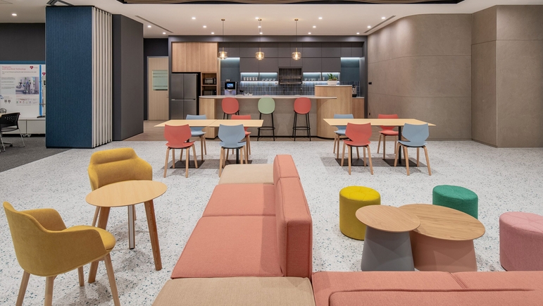 The modern office concept focuses on the well-being and productivity of employees.