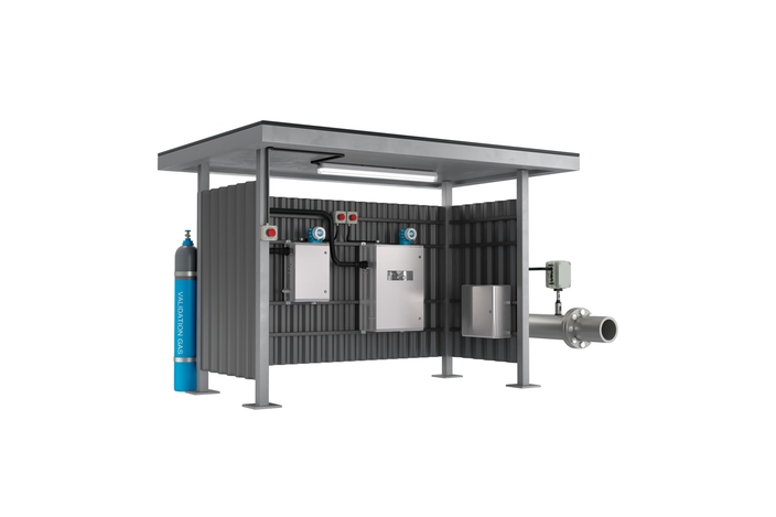 Depiction of a solution featuring TDLAS gas analyzers mounted in a shelter